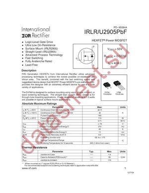 IRLR2905TRLPBF datasheet  